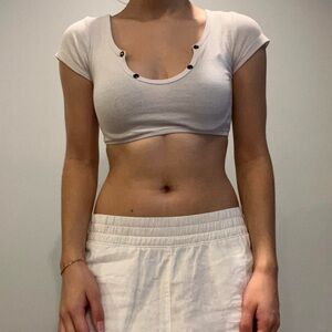 Adika Beige Crop Top with Dark Accents